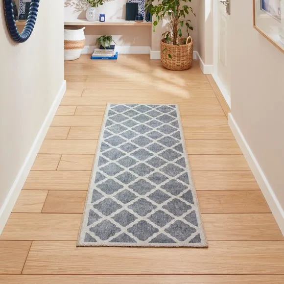 Runner Rug with Geometric Print - Grey image