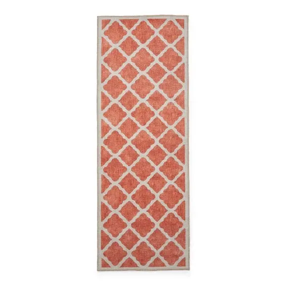 Runner Rug with Geometric Print - Orange