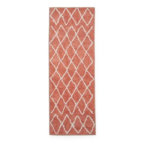 Runner Rug with Geometric Print - Orange