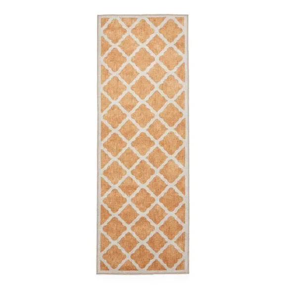 Runner Rug with Geometric Print - Yellow
