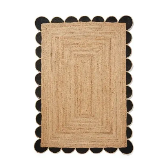 Scalloped Jute Rug - Black