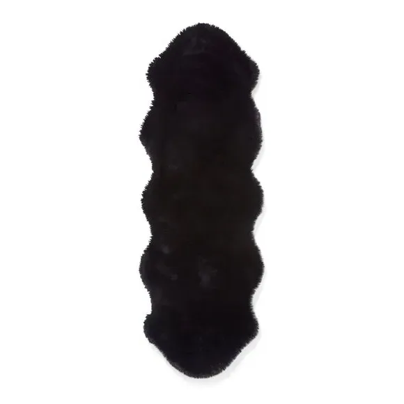 Sheepskin Shape Rug - Black, Faux Sheepskin