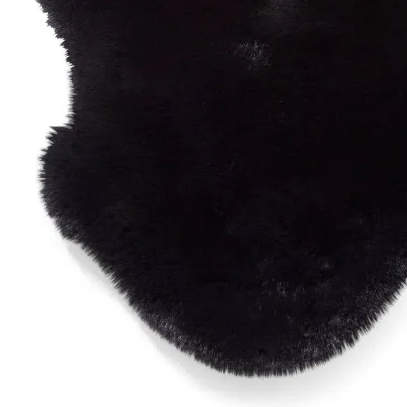 Sheepskin Shape Rug - Black, Faux Sheepskin
