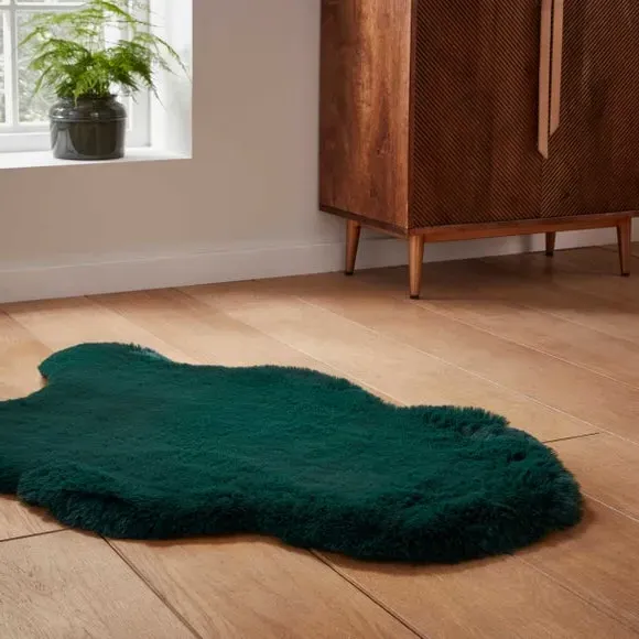 Sheepskin Shape Rug - Green, Faux Sheepskin