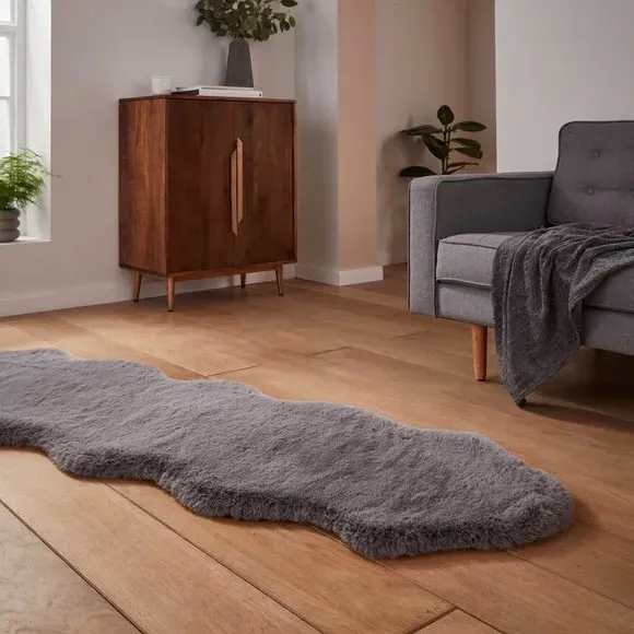 Sheepskin Shape Rug - Grey, Faux Sheepskin