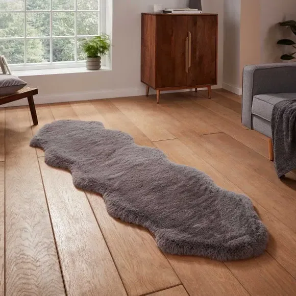 Sheepskin Shape Rug - Grey, Faux Sheepskin
