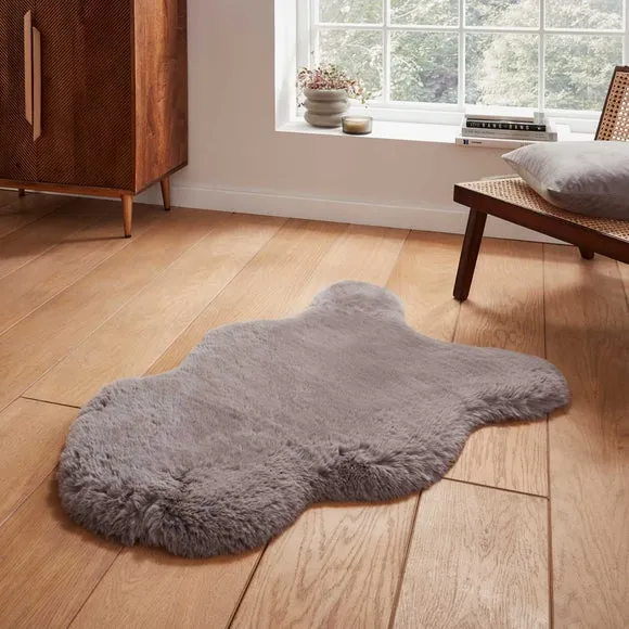 Sheepskin Shape Rug - Grey, Faux Sheepskin