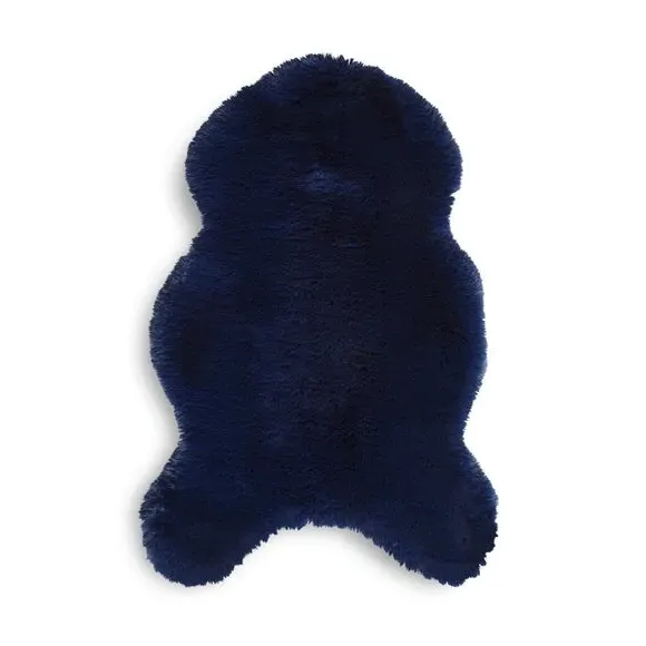 Sheepskin Shape Rug - Navy, Faux Sheepskin
