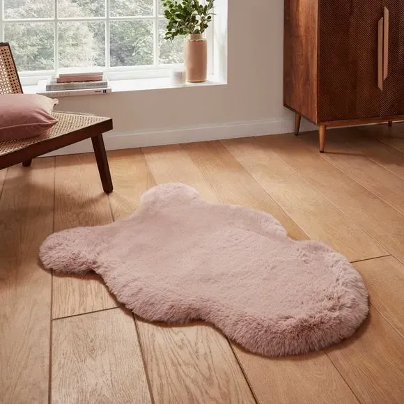 Sheepskin Shape Rug - Pink, Faux Sheepskin