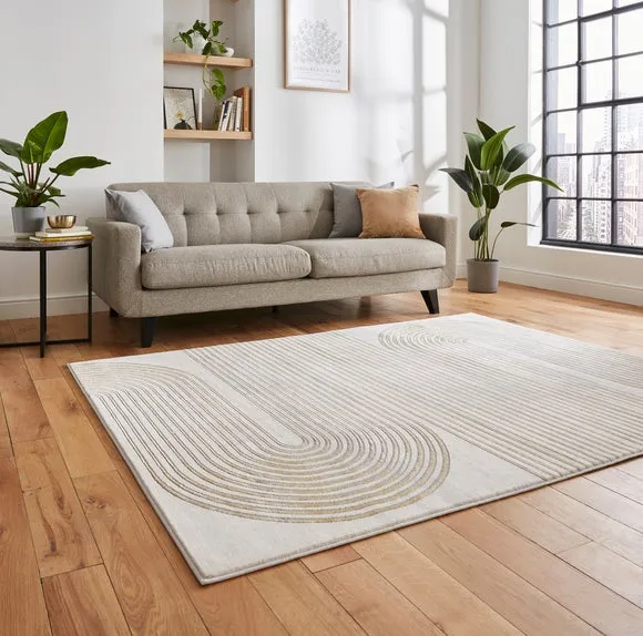 Swirl Rug with Metallic Look - Gold