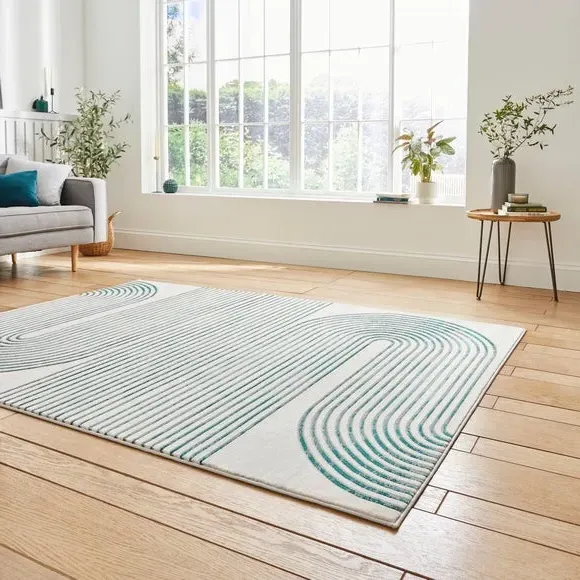 Swirl Rug with Metallic Look - Green
