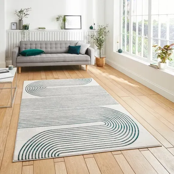 Swirl Rug with Metallic Look - Green