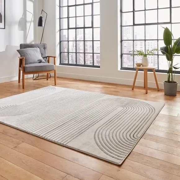 Swirl Rug with Metallic Look - Ivory