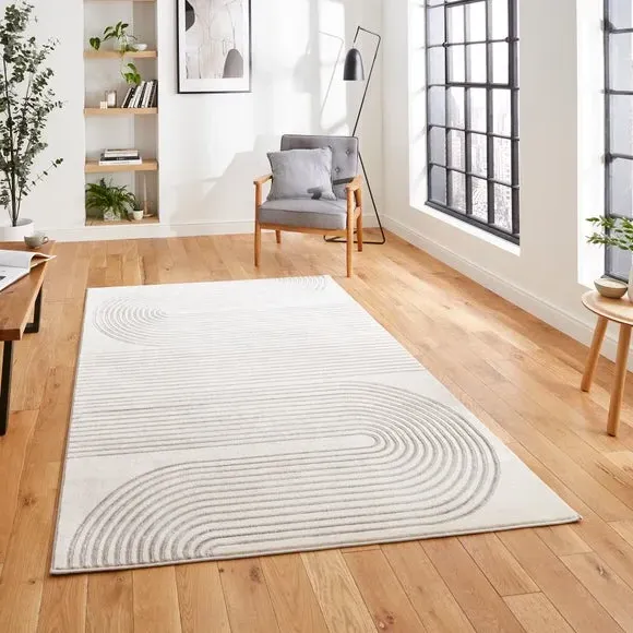 Swirl Rug with Metallic Look - Ivory