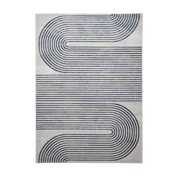 Swirl Rug with Metallic Look - Navy