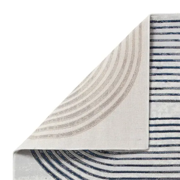 Swirl Rug with Metallic Look - Navy