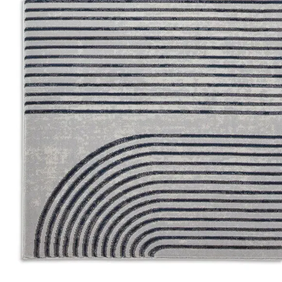 Swirl Rug with Metallic Look - Navy