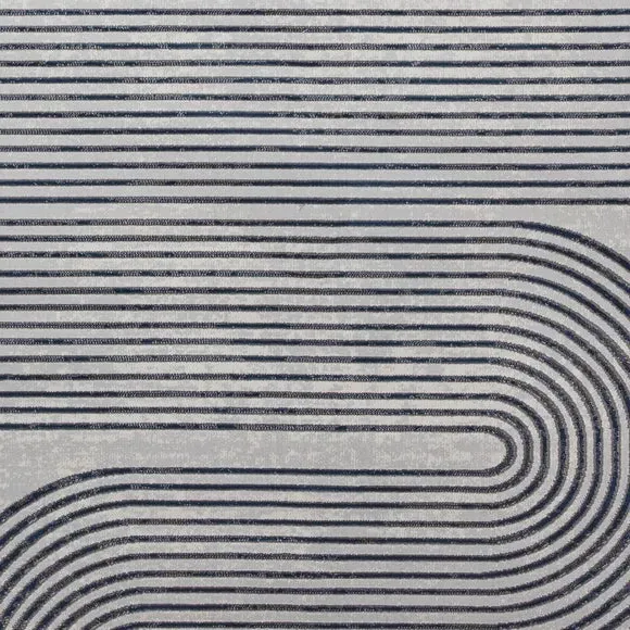 Swirl Rug with Metallic Look - Navy