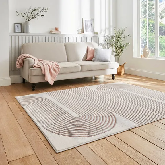 Swirl Rug with Metallic Look - Rose