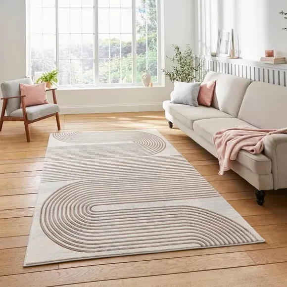 Swirl Rug with Metallic Look - Rose