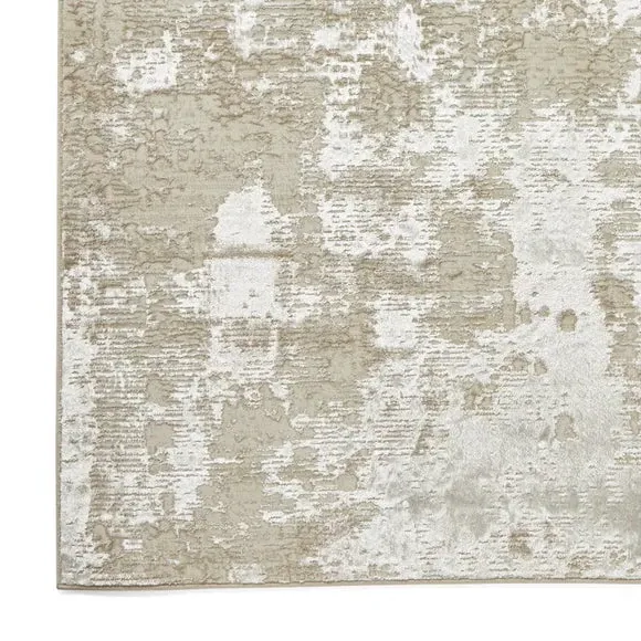 Textured Rug with Metallic Yarn - Beige, Polyester