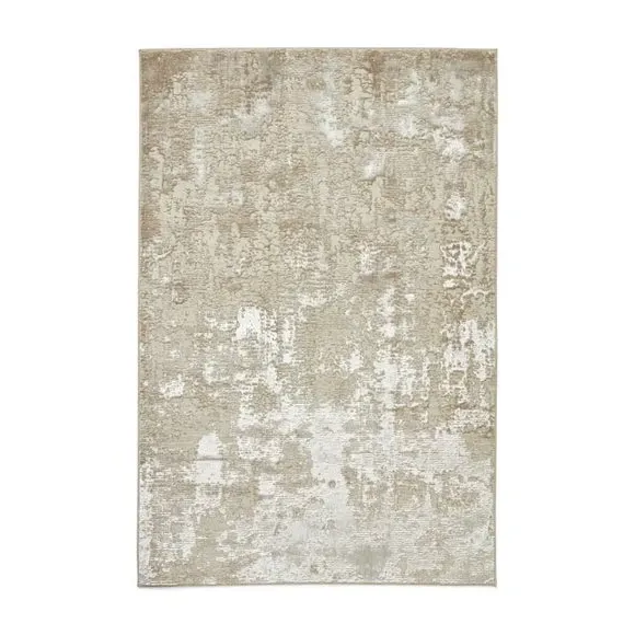 Textured Rug with Metallic Yarn - Beige, Polyester