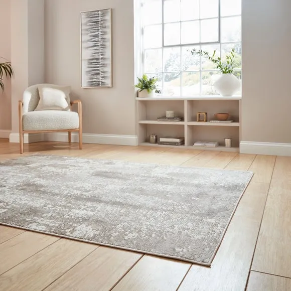 Textured Rug with Metallic Yarn - Beige, Polyester