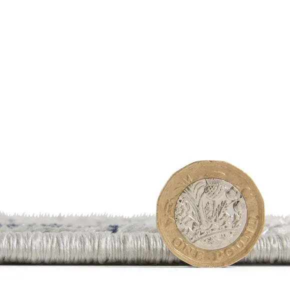 Textured Rug with Metallic Yarn - Blue, Polyester
