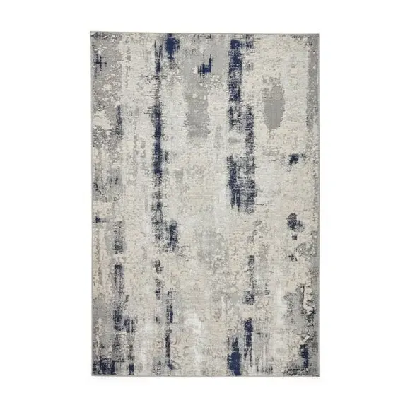Textured Rug with Metallic Yarn - Blue, Polyester