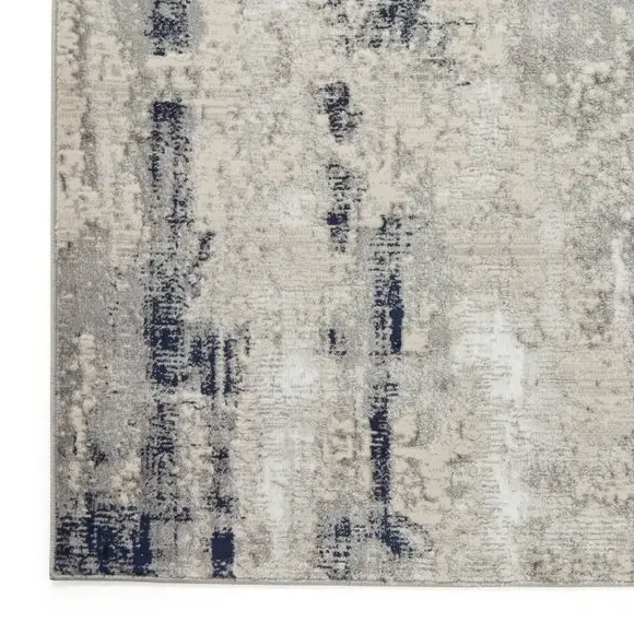 Textured Rug with Metallic Yarn - Blue, Polyester