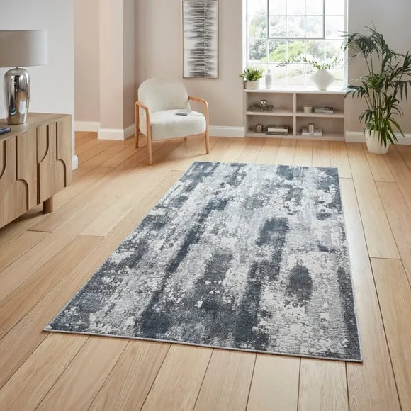 Textured Rug with Metallic Yarn - Silver, Polyester