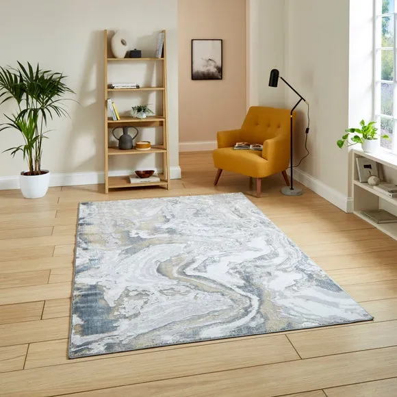 Tidal Swirl Rug - Silver, Polyester