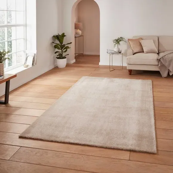 Washable Rug with Plain Design - Beige image