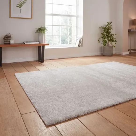 Washable Rug with Plain Design - Silver