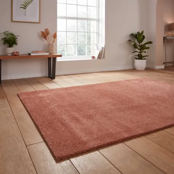 Washable Rug with Plain Design - Terracotta