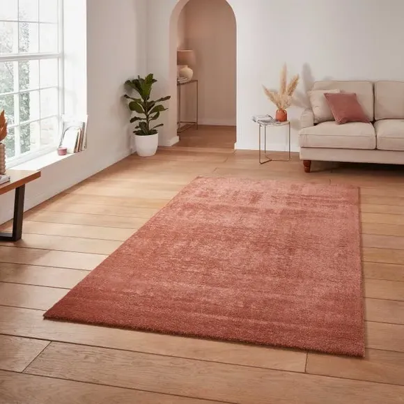Washable Rug with Plain Design - Terracotta
