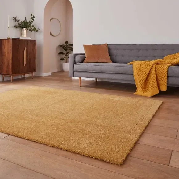 Washable Rug with Plain Design - Yellow