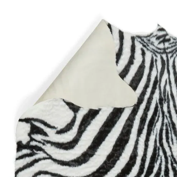 Zebra Print Rug - Black/White, Faux Fur