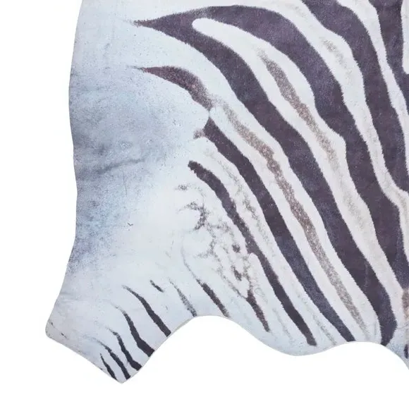 Zebra Print Rug - Black/White, Synthetic
