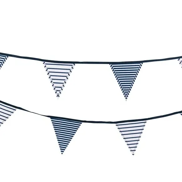 Striped Bunting Flags - Navy, Fabric