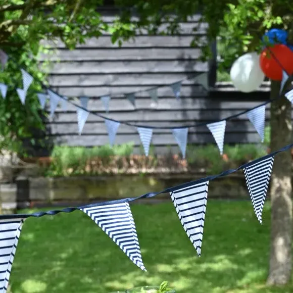 Striped Bunting Flags - Navy, Fabric image