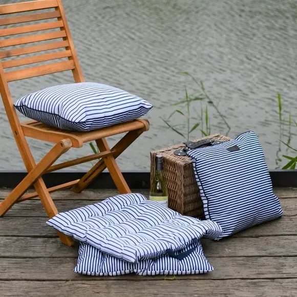 Striped Outdoor Cushion - Blue, Polyester