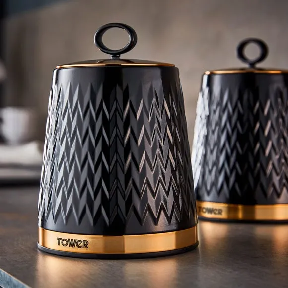 3-Piece Kitchen Canister Set - Black