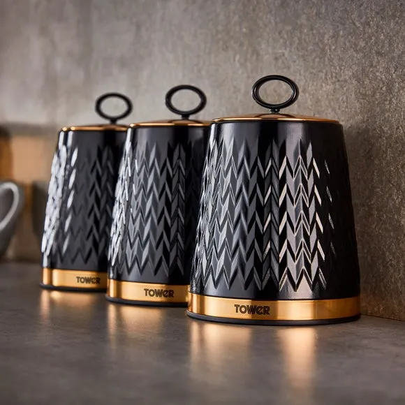 3-Piece Kitchen Canister Set - Black image