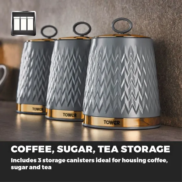 3-Piece Kitchen Canister Set - Grey