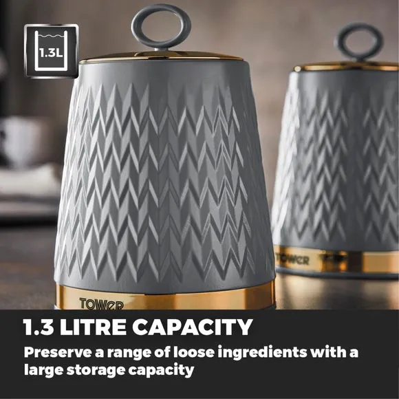 3-Piece Kitchen Canister Set - Grey