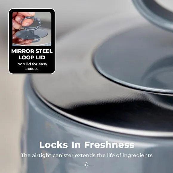 3-Piece Kitchen Canister Set - Grey, Steel