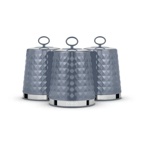 3-Piece Kitchen Canister Set - Grey, Steel