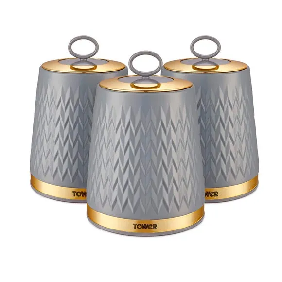 3-Piece Kitchen Canister Set - Grey