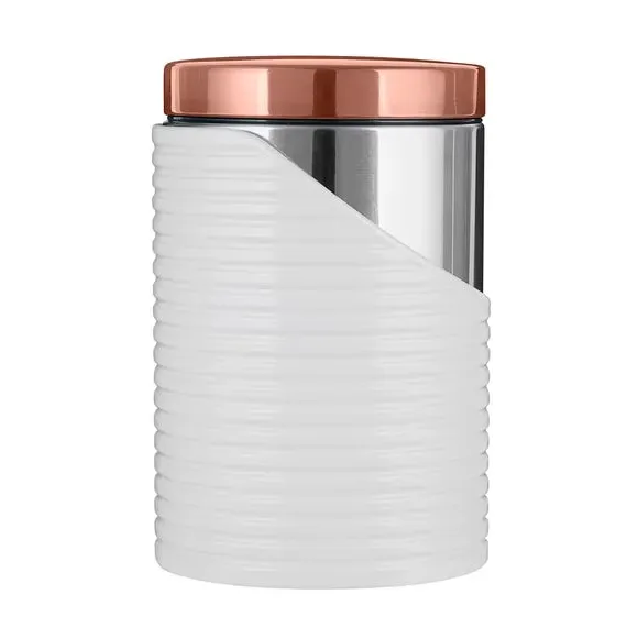 3-Piece Kitchen Canister Set - White, Steel